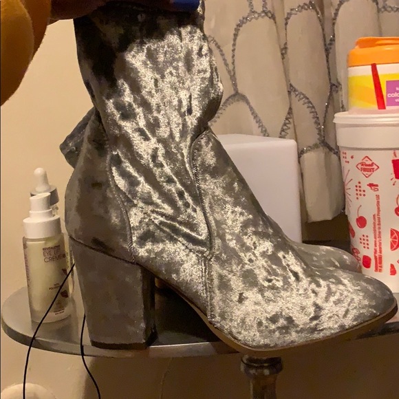 silver velvet boots